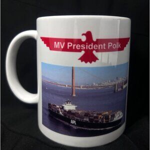 MV President Polk Navy Cargo‎ Ship Coffee Cup Mug 11 Oz Personalized James 3.75"
